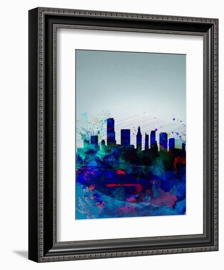 Miami Watercolor Skyline-NaxArt-Framed Art Print