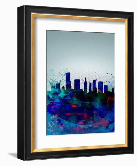 Miami Watercolor Skyline-NaxArt-Framed Art Print