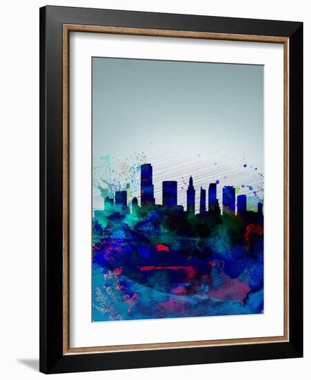 Miami Watercolor Skyline-NaxArt-Framed Art Print