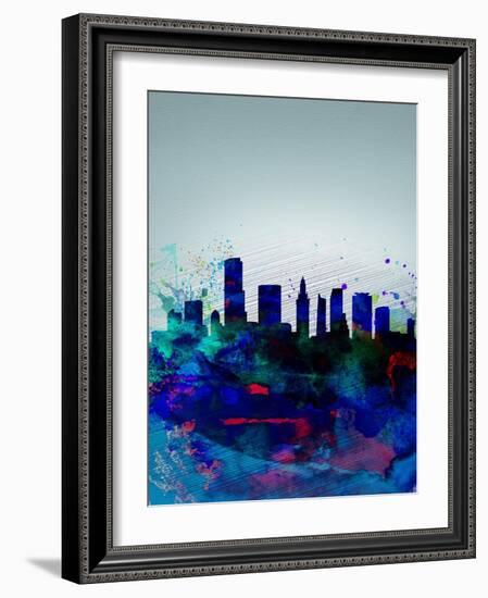 Miami Watercolor Skyline-NaxArt-Framed Art Print