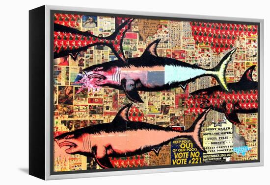 Miami-Shark Toof-Framed Stretched Canvas