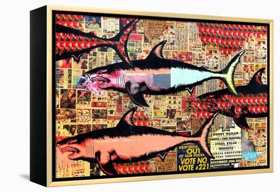 Miami-Shark Toof-Framed Stretched Canvas