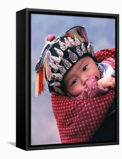 Miao Baby Wearing Traditional Hat, China-Keren Su-Framed Premier Image Canvas