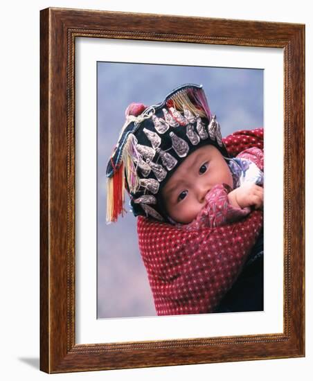 Miao Baby Wearing Traditional Hat, China-Keren Su-Framed Photographic Print