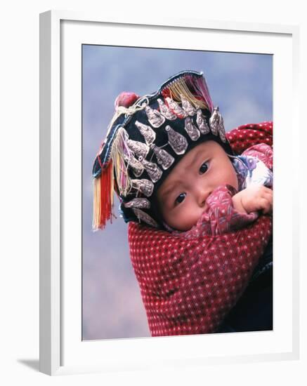 Miao Baby Wearing Traditional Hat, China-Keren Su-Framed Photographic Print