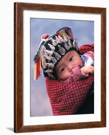 Miao Baby Wearing Traditional Hat, China-Keren Su-Framed Photographic Print