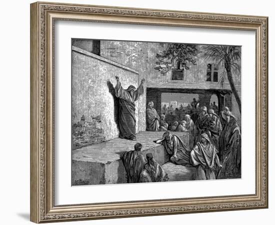 Micah the Moreshite Prophet Preaching to the Israelites, 1865-1866-Gustave Doré-Framed Giclee Print