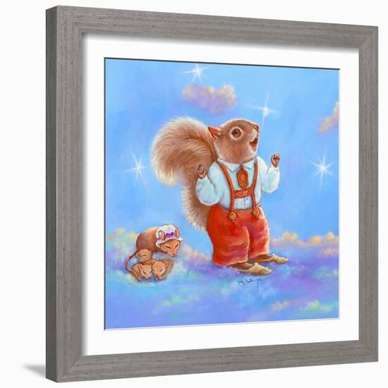 Mice, Squirrel and Bunny family in Clouds I-Judy Mastrangelo-Framed Giclee Print