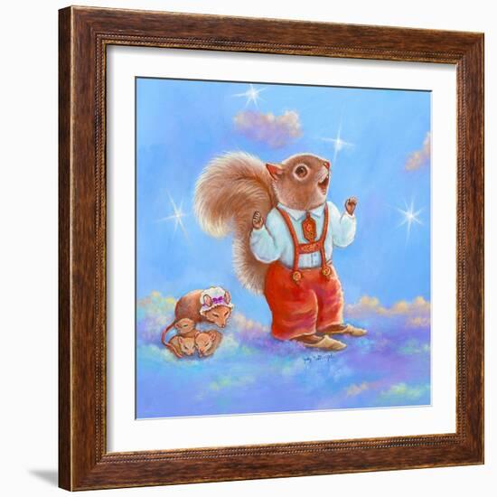 Mice, Squirrel and Bunny family in Clouds I-Judy Mastrangelo-Framed Giclee Print