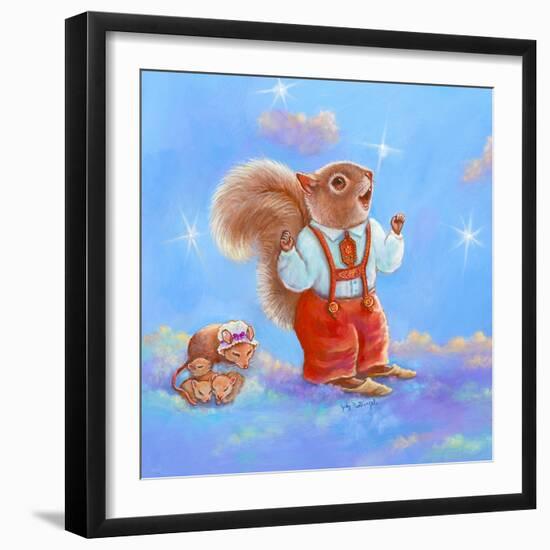 Mice, Squirrel and Bunny family in Clouds I-Judy Mastrangelo-Framed Giclee Print