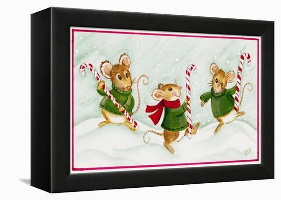 Mice with Candy Canes-Beverly Johnston-Framed Premier Image Canvas