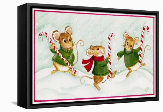 Mice with Candy Canes-Beverly Johnston-Framed Premier Image Canvas