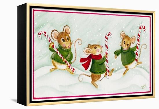 Mice with Candy Canes-Beverly Johnston-Framed Premier Image Canvas