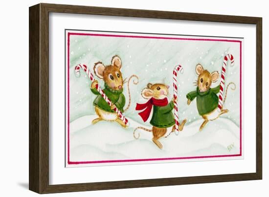 Mice with Candy Canes-Beverly Johnston-Framed Giclee Print