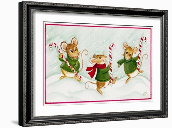 Mice with Candy Canes-Beverly Johnston-Framed Giclee Print