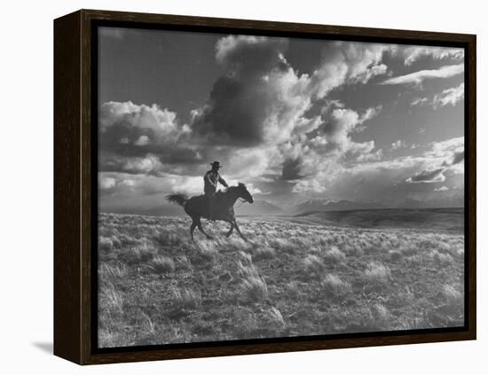 Michael Brennan on Ranch Horseback Riding-J^ R^ Eyerman-Framed Premier Image Canvas