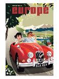 Travel Europe, Red Jaguar-Michael Crampton-Art Print