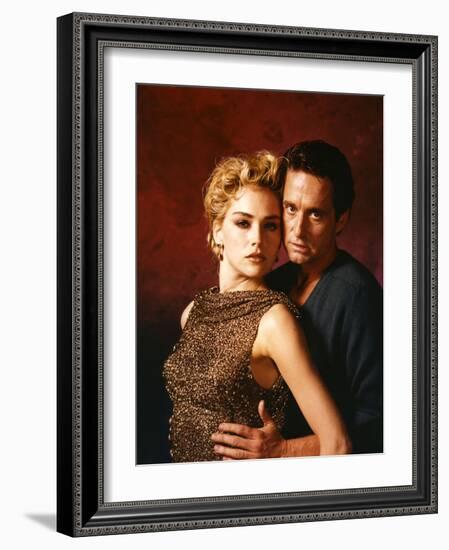 MICHAEL DOUGLAS; SHARON STONE. "Basic Instinct" [1992], directed by PAUL VERHOEVEN.-null-Framed Photographic Print