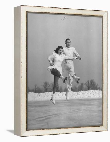 Michael Kennedy and Wife Karol, Dancing on Ice Skates at the World Figure Skating Championship-Tony Linck-Framed Premier Image Canvas