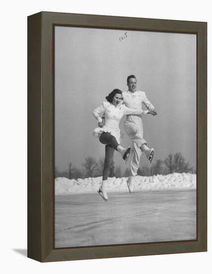 Michael Kennedy and Wife Karol, Dancing on Ice Skates at the World Figure Skating Championship-Tony Linck-Framed Premier Image Canvas