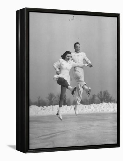 Michael Kennedy and Wife Karol, Dancing on Ice Skates at the World Figure Skating Championship-Tony Linck-Framed Premier Image Canvas