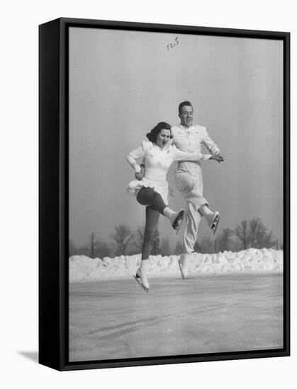 Michael Kennedy and Wife Karol, Dancing on Ice Skates at the World Figure Skating Championship-Tony Linck-Framed Premier Image Canvas