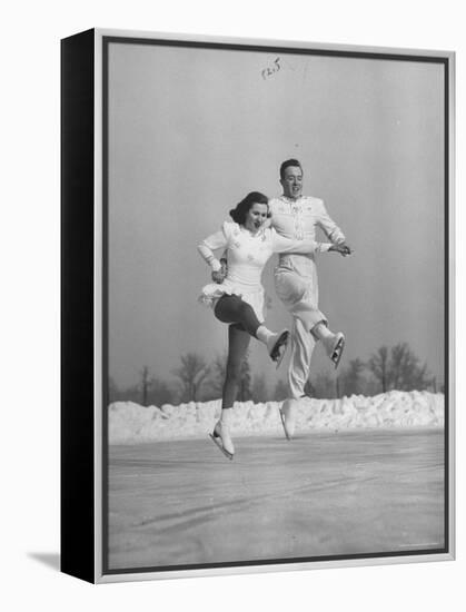 Michael Kennedy and Wife Karol, Dancing on Ice Skates at the World Figure Skating Championship-Tony Linck-Framed Premier Image Canvas