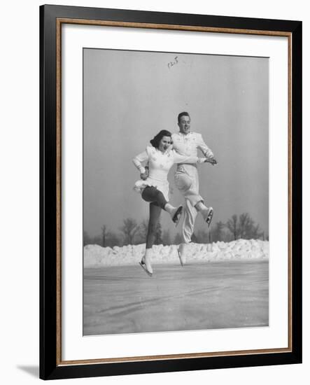 Michael Kennedy and Wife Karol, Dancing on Ice Skates at the World Figure Skating Championship-Tony Linck-Framed Premium Photographic Print