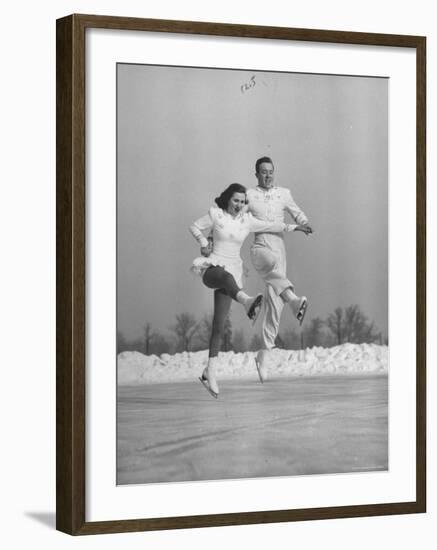 Michael Kennedy and Wife Karol, Dancing on Ice Skates at the World Figure Skating Championship-Tony Linck-Framed Premium Photographic Print