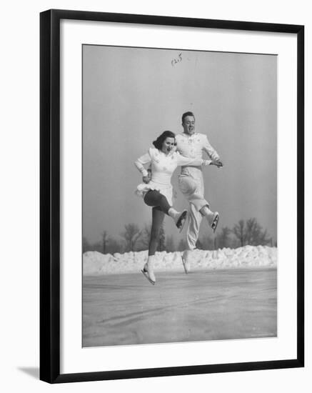 Michael Kennedy and Wife Karol, Dancing on Ice Skates at the World Figure Skating Championship-Tony Linck-Framed Premium Photographic Print