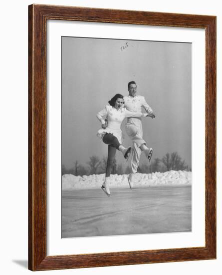 Michael Kennedy and Wife Karol, Dancing on Ice Skates at the World Figure Skating Championship-Tony Linck-Framed Premium Photographic Print