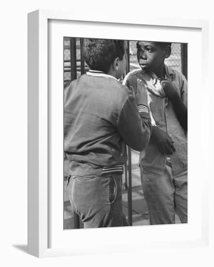 Michael Ketosugbo with a School Mate After a Fist Fight-Al Fenn-Framed Photographic Print