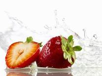 Strawberries with Splashing Water-Michael L?ffler-Photographic Print