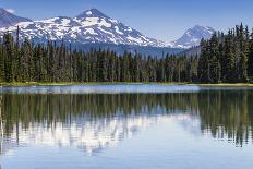 Panorama of Scott Lake and the Sisters Mountains, East Cascades Oregon-Michael Qualls-Photographic Print