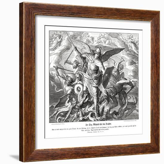 Michael's victory over the dragon, Revelation-Julius Schnorr von Carolsfeld-Framed Giclee Print
