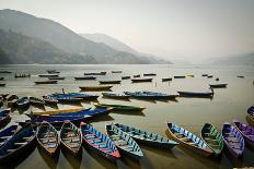 Boats on Phewa Lake, Pokhara, Nepal-Michael Slevin Uttley-Mounted Photographic Print