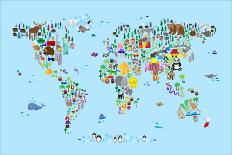 Animal Map of the World-Michael Tompsett-Art Print