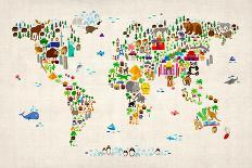 World Map of Cities-Michael Tompsett-Art Print