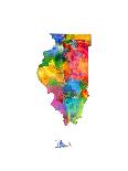 Watercolour Political Map of the World-Michael Tompsett-Art Print
