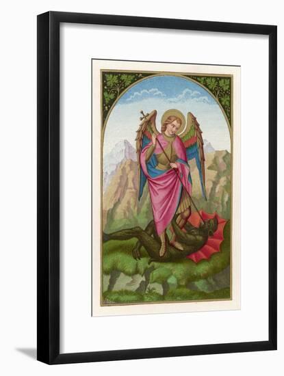 Michael Who Somehow Manages to be Both an Angel and a Saint Vanquishes a Very Nasty Looking Devil-null-Framed Art Print