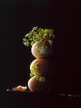 Three Hard-Boiled Brown Eggs Stack One on Top of the Other-Michael Wissing-Photographic Print