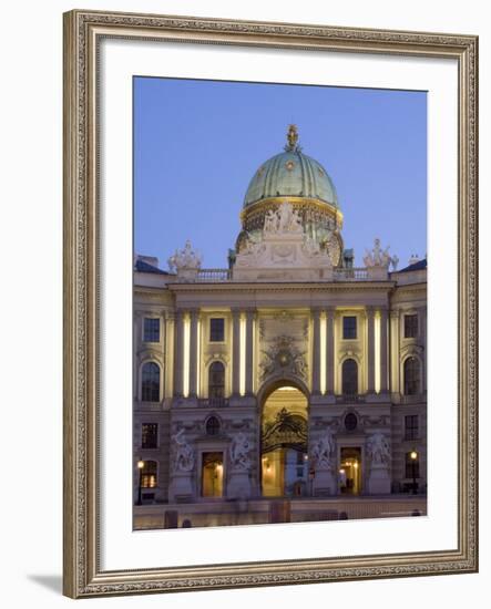 Michaelertor, Dome at Dusk, Hofburg, Vienna, Austria-Charles Bowman-Framed Photographic Print