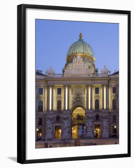 Michaelertor, Dome at Dusk, Hofburg, Vienna, Austria-Charles Bowman-Framed Photographic Print