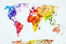 Watercolor World Map. Colorful Paint on White Paper. HD Quality-Michal Bednarek-Art Print