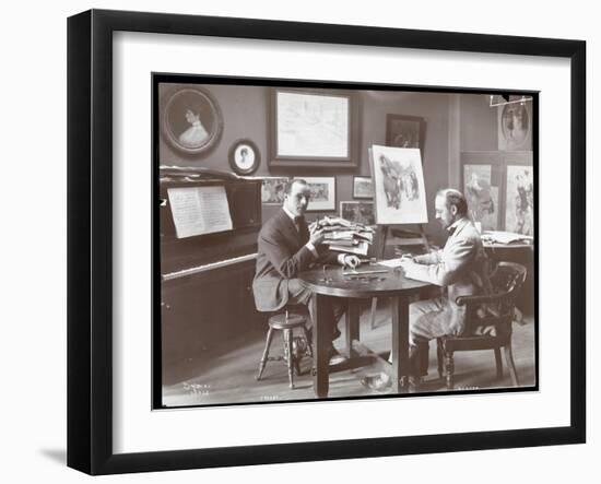 Michel Jacobs and Benson Playing Dominoes, 1907-Byron Company-Framed Giclee Print