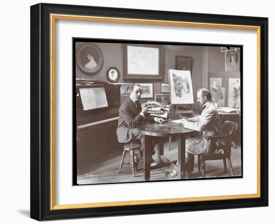 Michel Jacobs and Benson Playing Dominoes, 1907-Byron Company-Framed Giclee Print