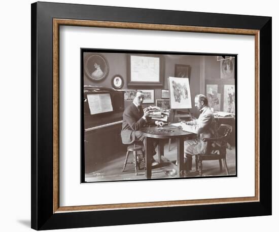 Michel Jacobs and Benson Playing Dominoes, 1907-Byron Company-Framed Giclee Print