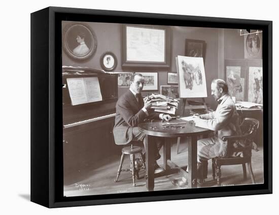 Michel Jacobs and Benson Playing Dominoes, 1907-Byron Company-Framed Premier Image Canvas