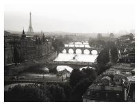 Paris and Seine river at night-Michel Setboun-Giclee Print