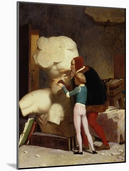 Michelangelo (1475-1564) Showing a Student the Belvedere Torso, 1849 (Oil on Canvas)-Jean Leon Gerome-Mounted Giclee Print